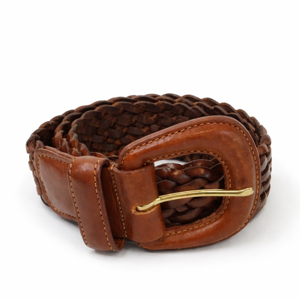 Brown Braided Leather Women's Belt - Classic Tan Finish